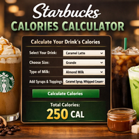 Starbucks calories  calculator